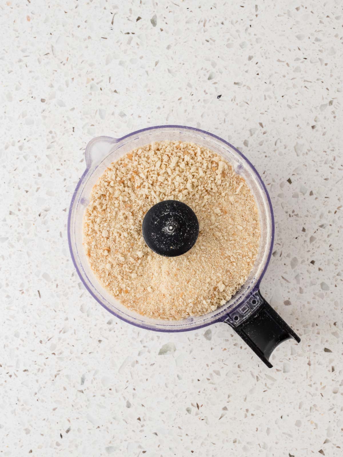 Breadcrumbs pulsed in a food processor.