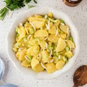 Italian potato salad in a serving bowl.