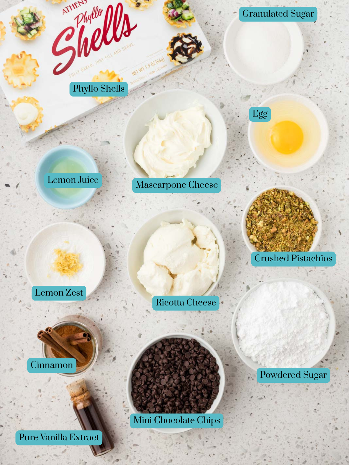 All ingredients for Cannoli Bites. 