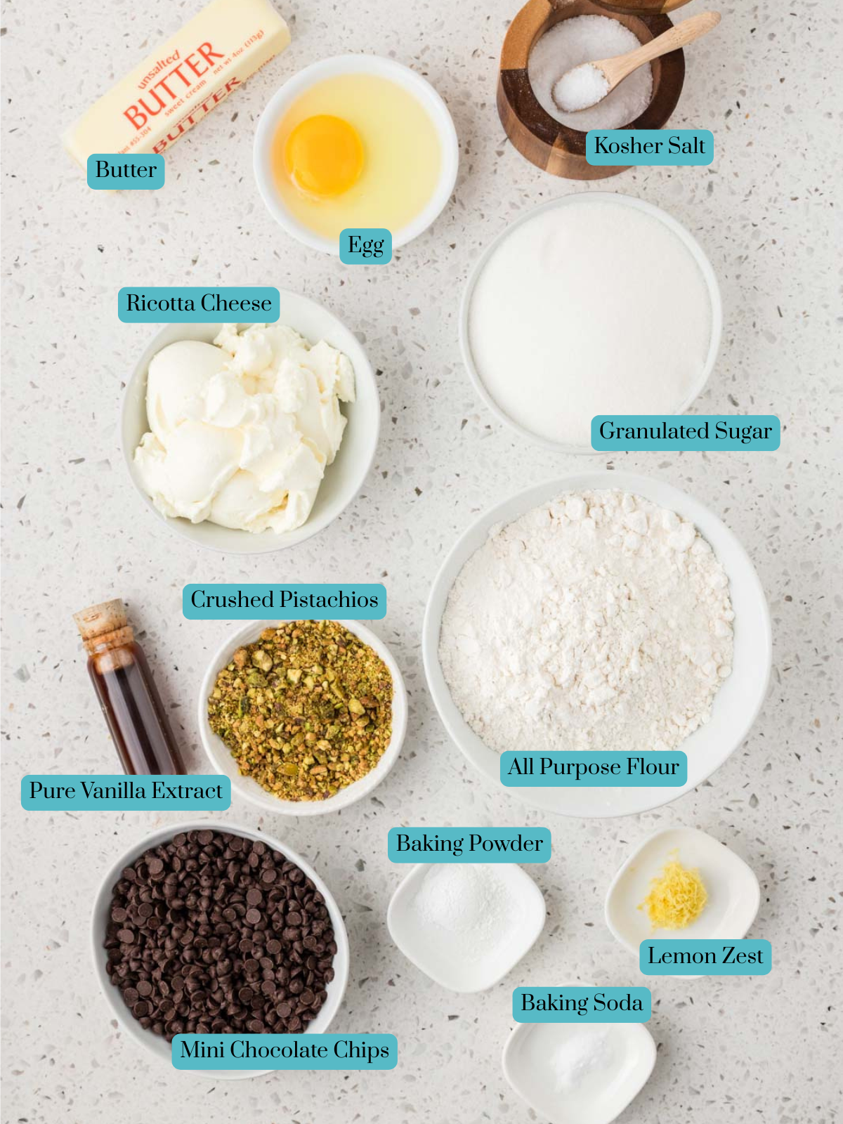 All ingredients for Cannoli Cookies.