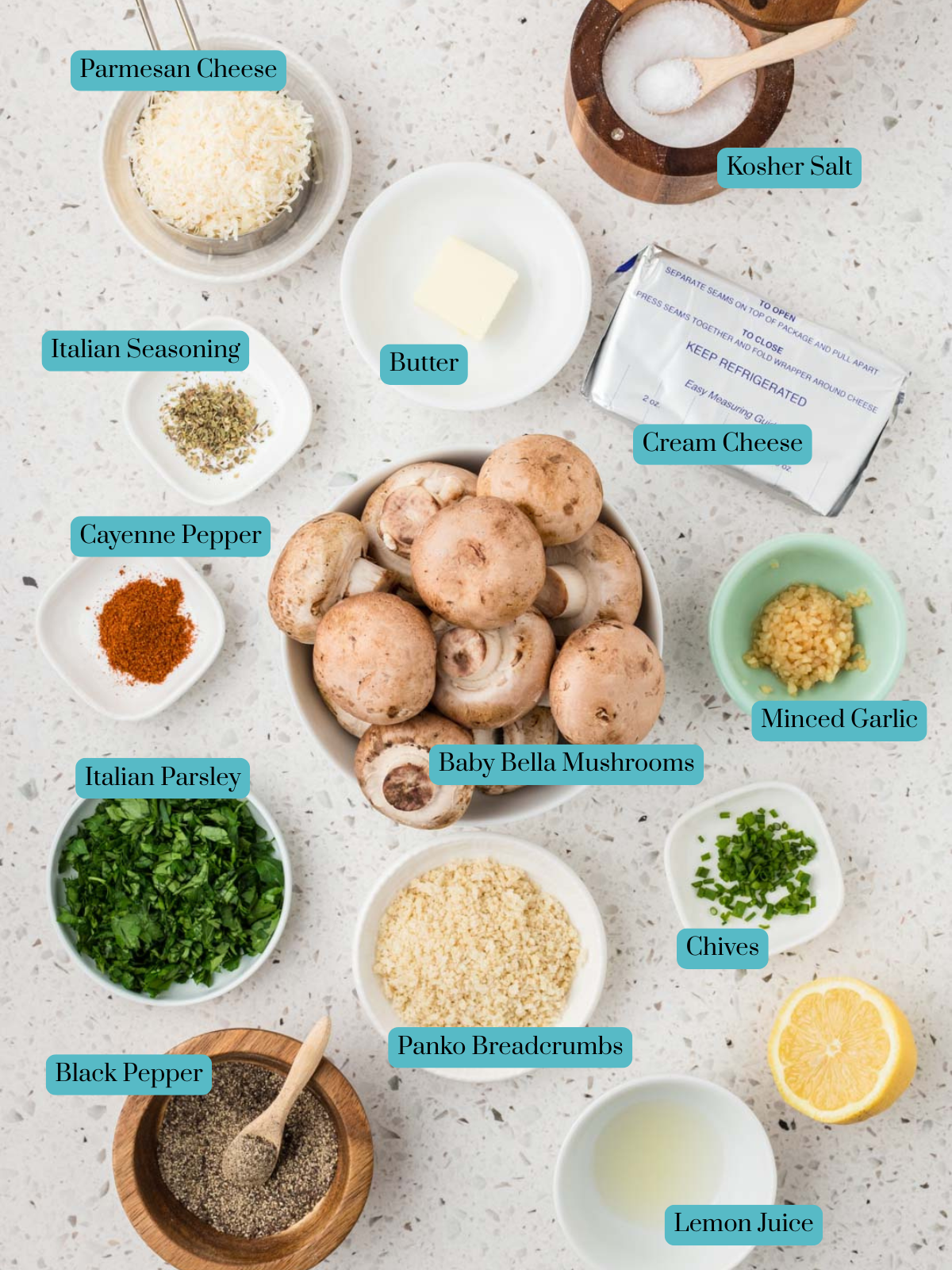 All ingredients for Italian Stuffed Mushrooms