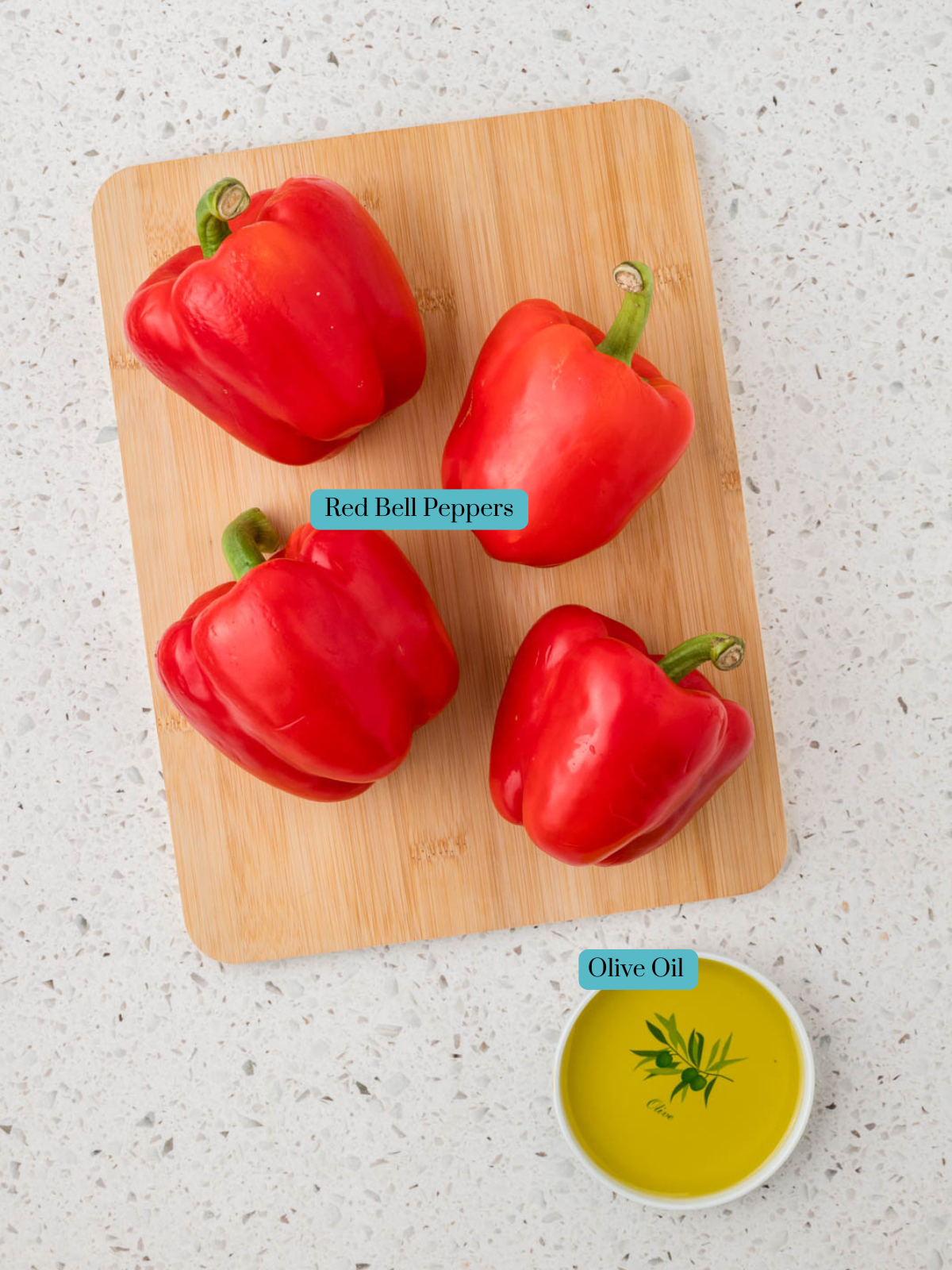Ingredients for roasted red peppers. 