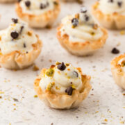 Cannoli bites on the counter.