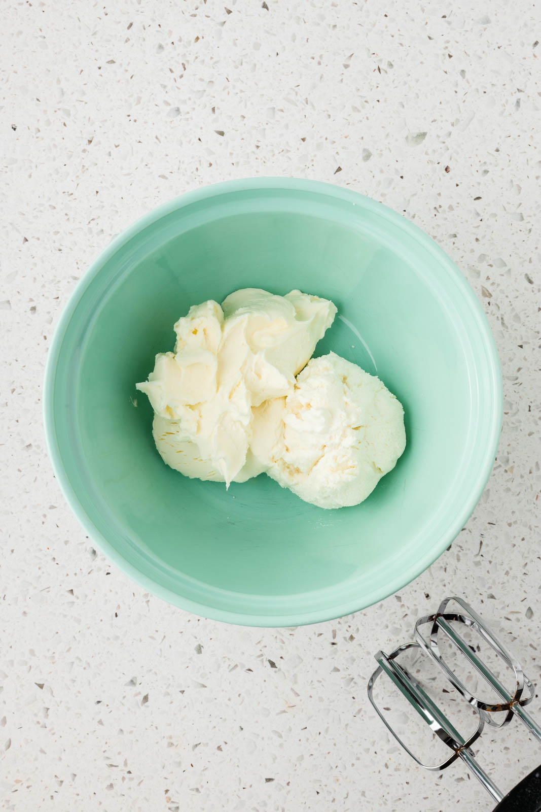 Ricotta and Mascarpone Cheese in a mixing bowl.