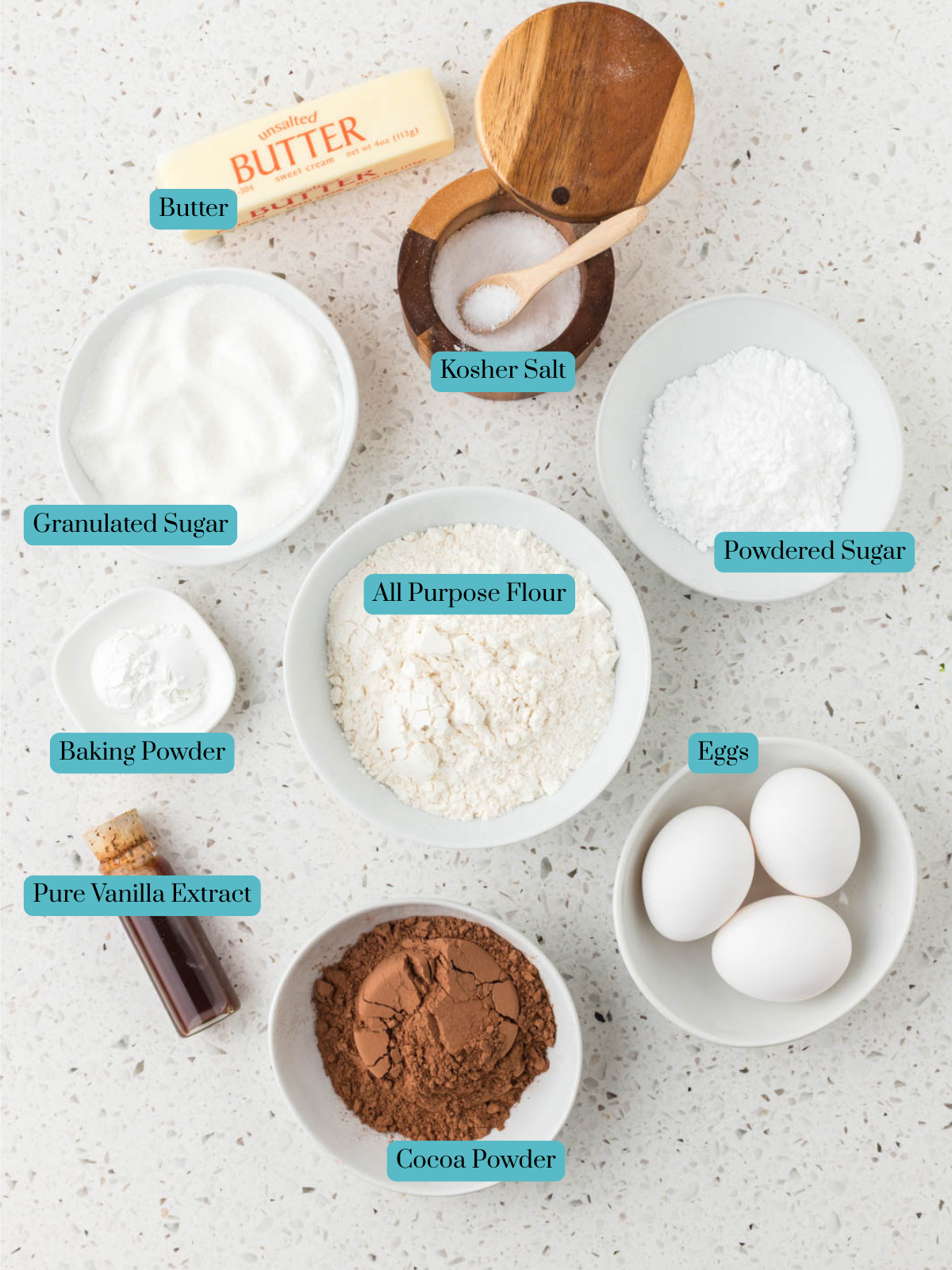 All ingredients for chocolate pizzelles.