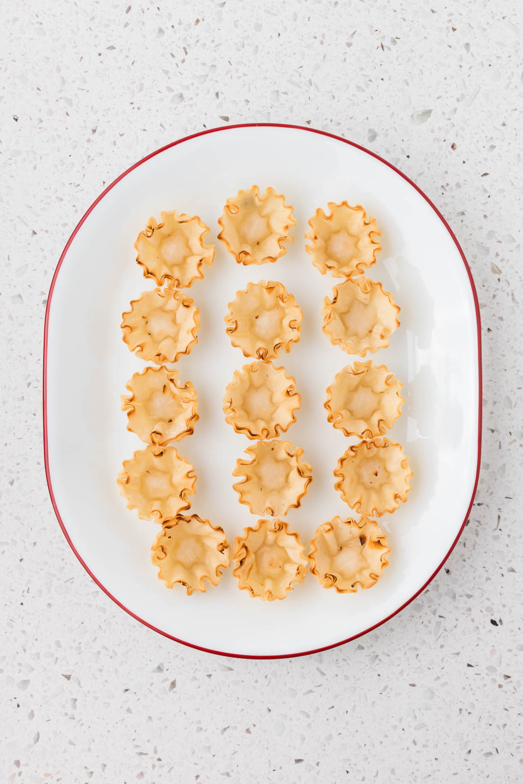 Phyllo cups on a platter.