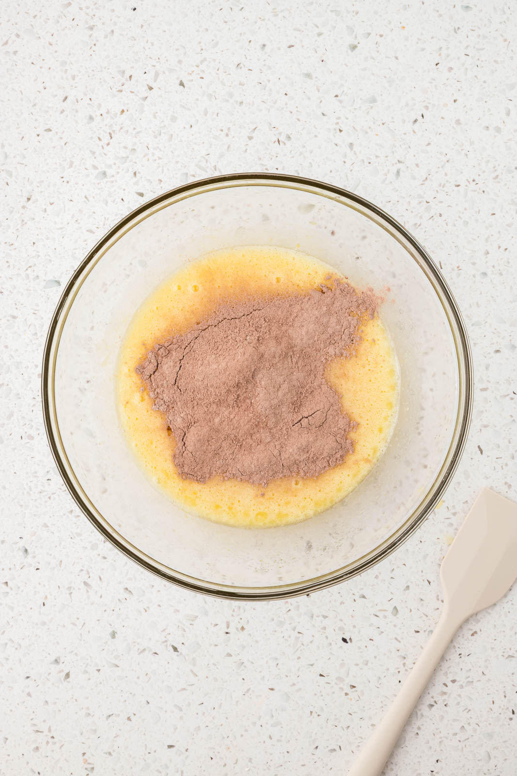 Wet plus dry ingredients.