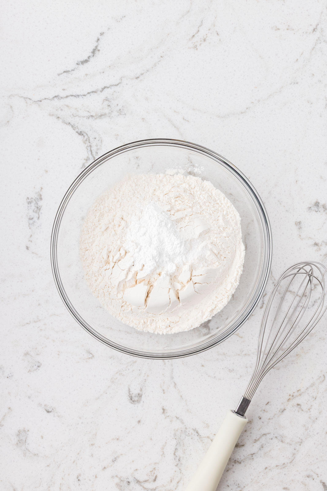 Dry ingredients in a mixing bowl.