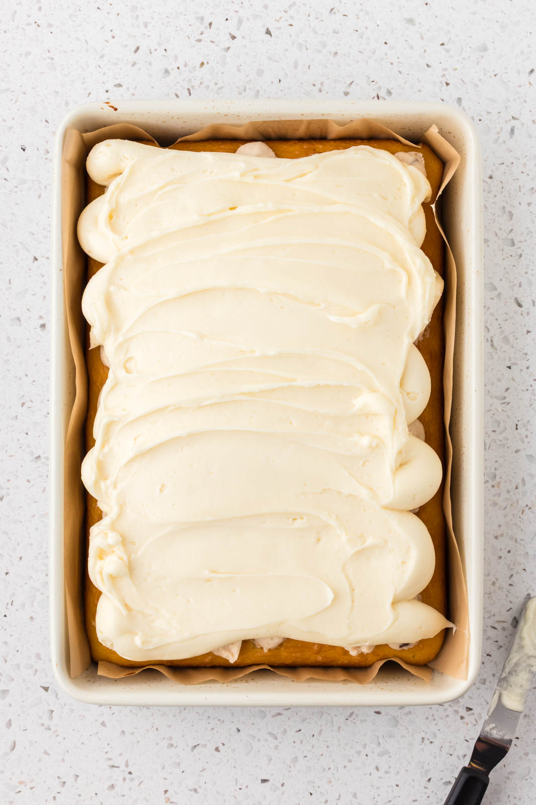 Cannoli cake with mascarpone frosting.