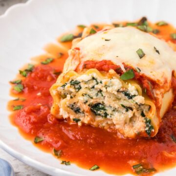 Spinach Ricotta Roll Up on a plate.