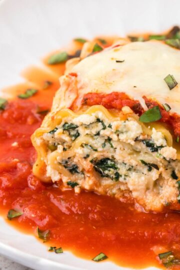 Spinach Ricotta Roll Up on a plate.