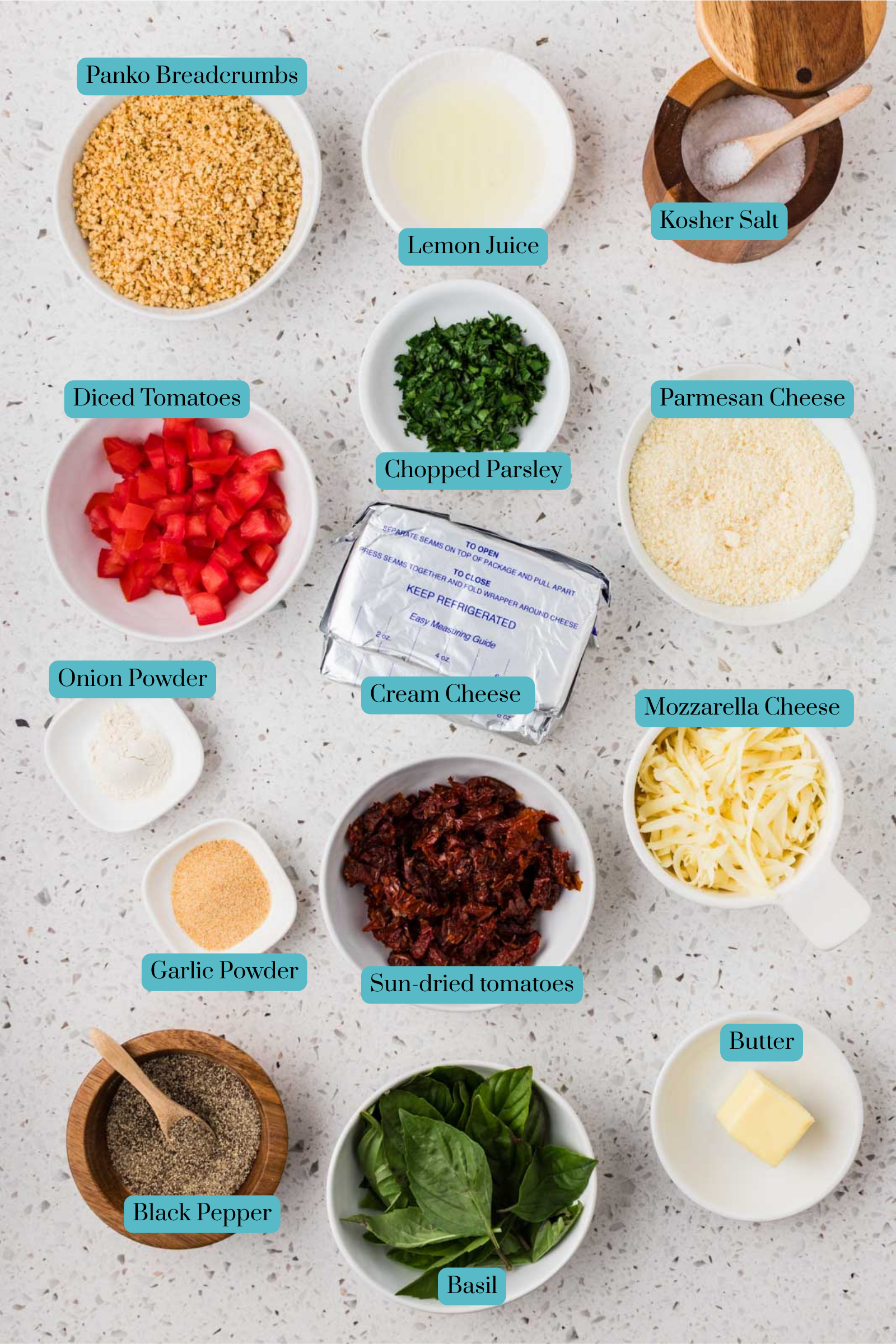 Bruschetta Cheeseball Ingredients