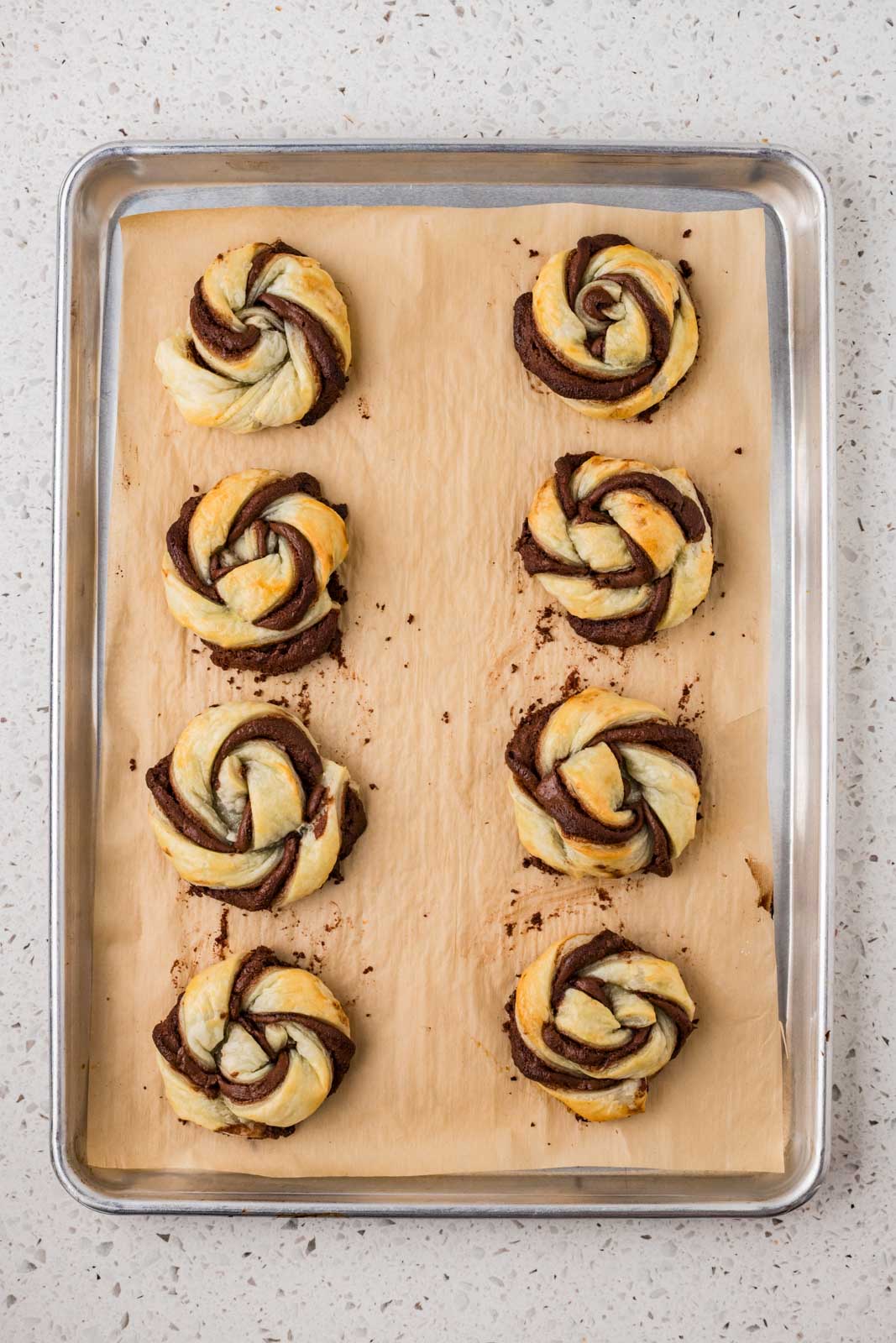 Baked Nutella puff pastries. 